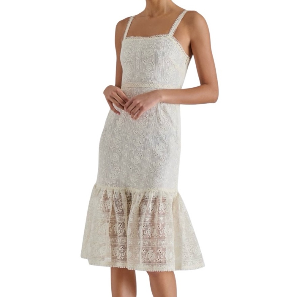 Steve Madden Hartley Lace Midi Dress Ivory Cream Cottagecore  NWT Size 14